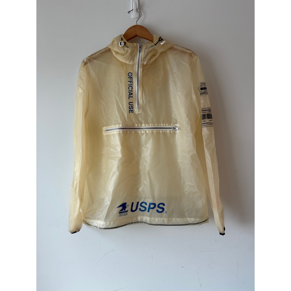 Forever 21 USPS Priority Mail Translucent Jacket Windbreaker Mens Medium Zip